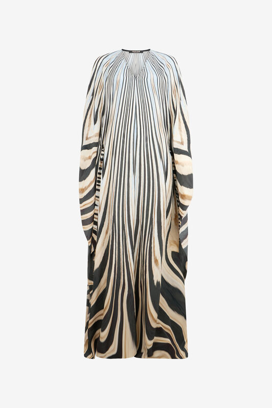 RC Robe Caftan En Soie Imprimé Zebra NATURAL/BLACK XQT179-SQT26