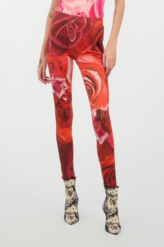 RC Leggings Mit Print Garden Rose Rot UKT25B-OON48