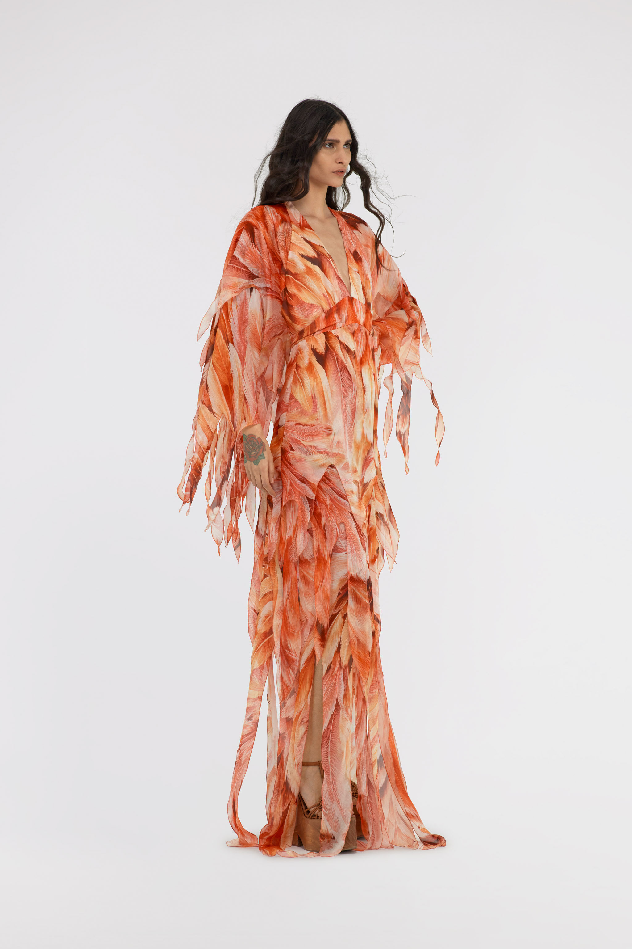 RC Plumage print Kaftan Orange SWT109-CTL71