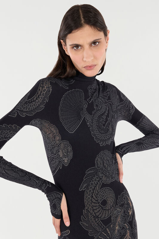 RC Jumpsuit with Openwork Pattern Noir VKT10B-MA001