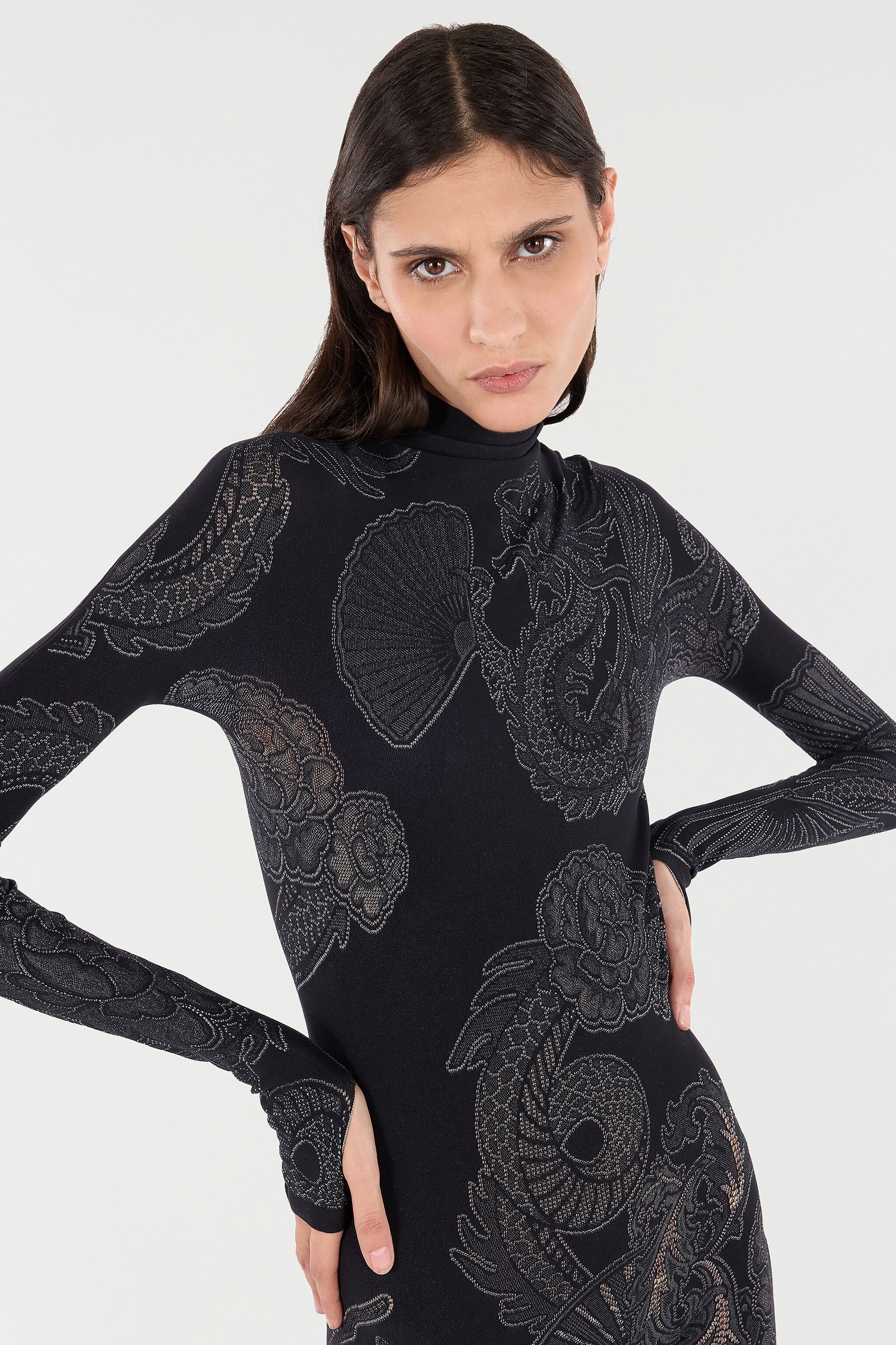 RC Jumpsuit with Openwork Pattern Noir VKT10B-MA001