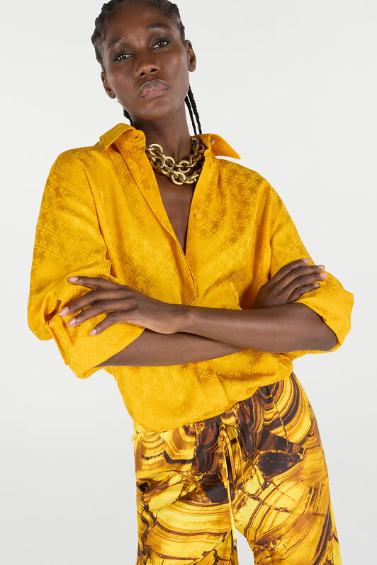 RC Loose Silk Pants with Amber Print RC Loose Silk Pants with Amber Print Amarillo VKT210-4QP74