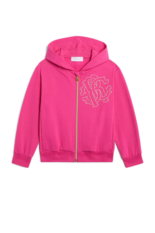 JU Monogram embroidered zipped hoodie JU Monogram embroidered zipped hoodie FUCHSIA JJT920-CF027