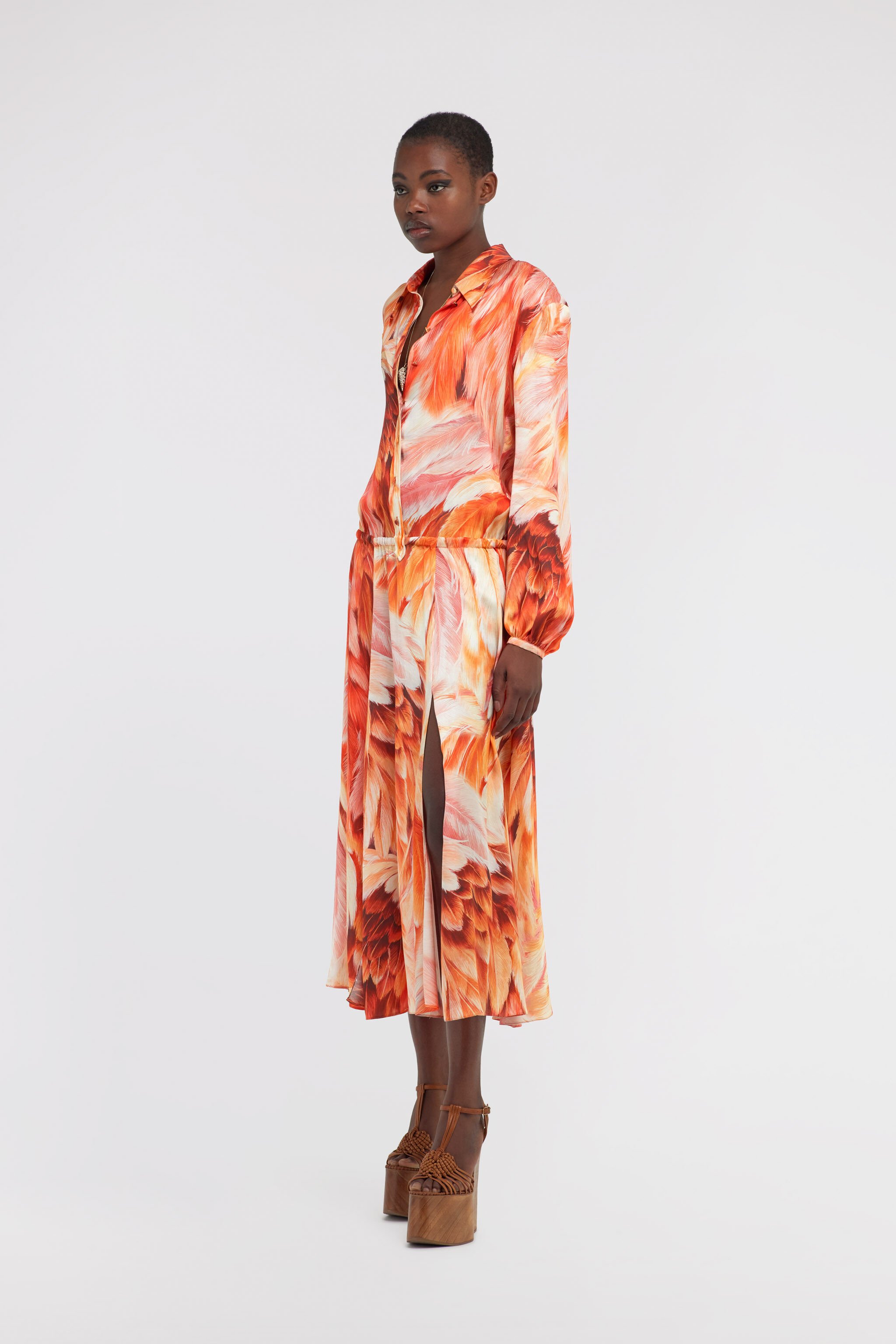 RC Long dress Plumage print Orange SWT117-6DL71