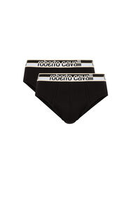 ${brand} Zweierpack Schwarze Baumwoll-Slips mit Logo-Bund ${colorDescription} ${masterID}
