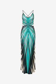 ${brand} Abito Maxi In Seta Stampa Ray Of Sea ${colorDescription} ${masterID}