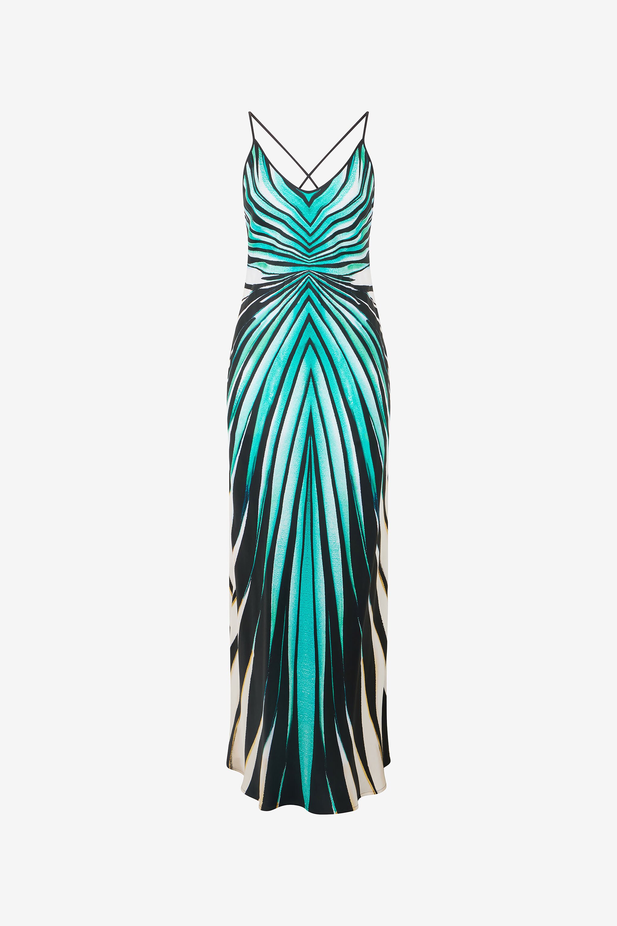 RC Maxikleid Aus Seide Mit Ray Of Sea Print Hellblau VKT102-4QM33