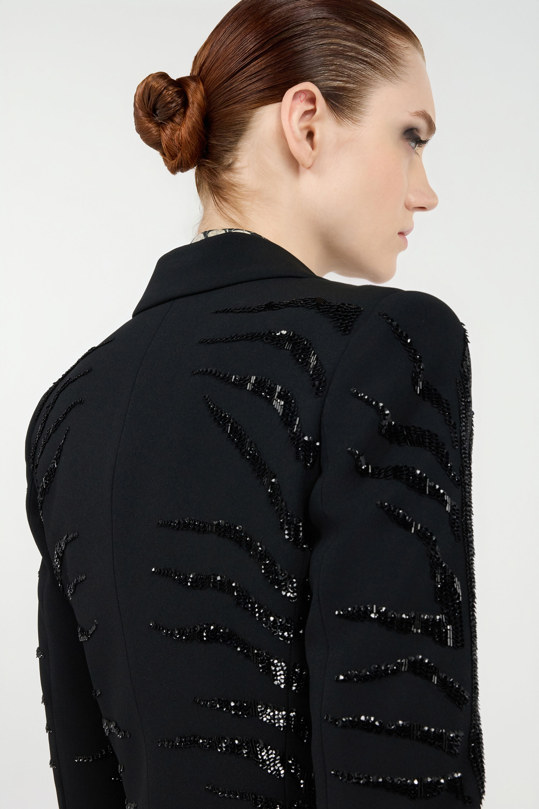 RC Black Jacket with Zebra Sequin Pattern Noir UKR415-KU013