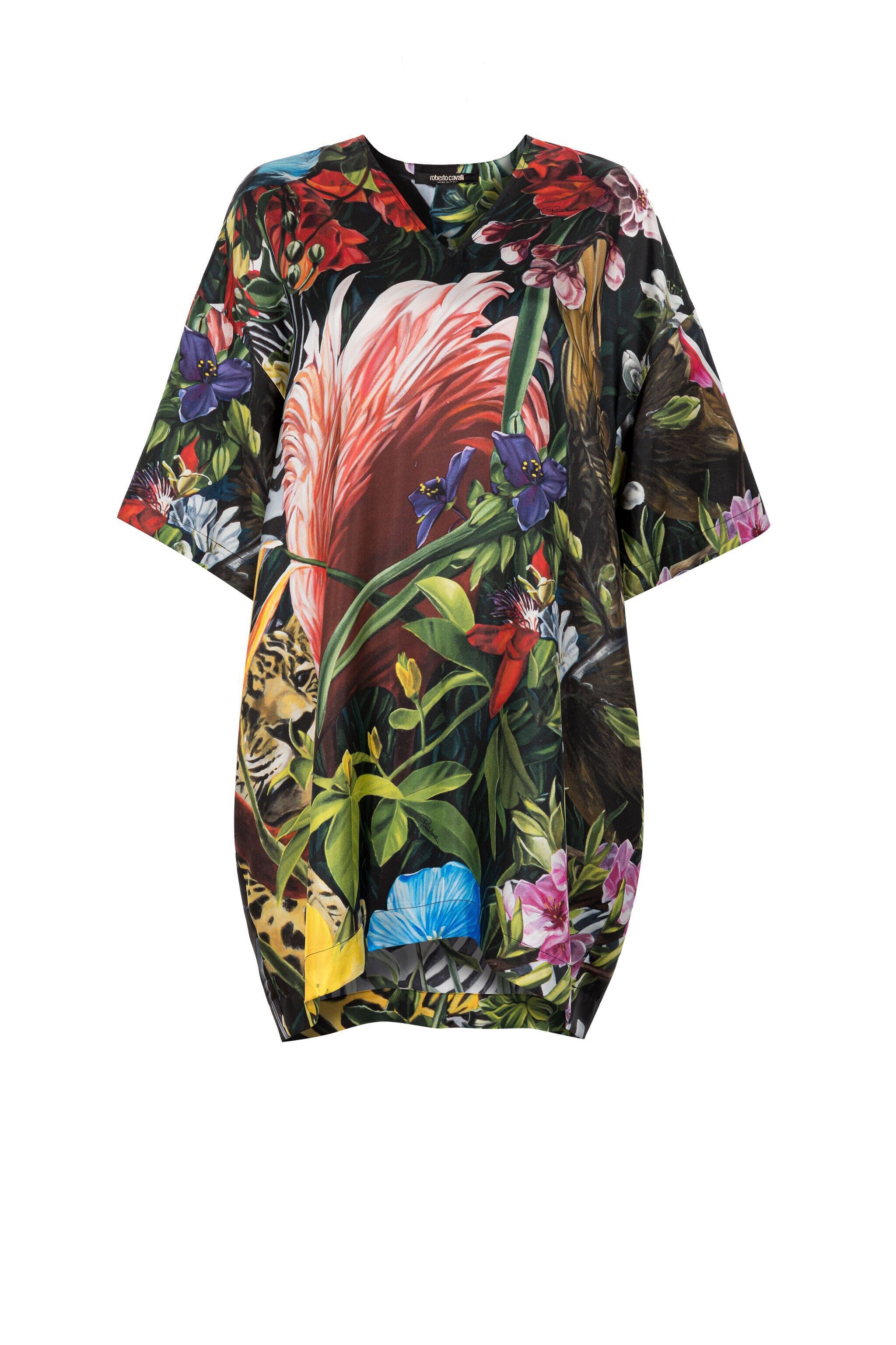 RC Floral And Leopard-Print Silk Dress MULTICOLOR KOT10G-4QS01