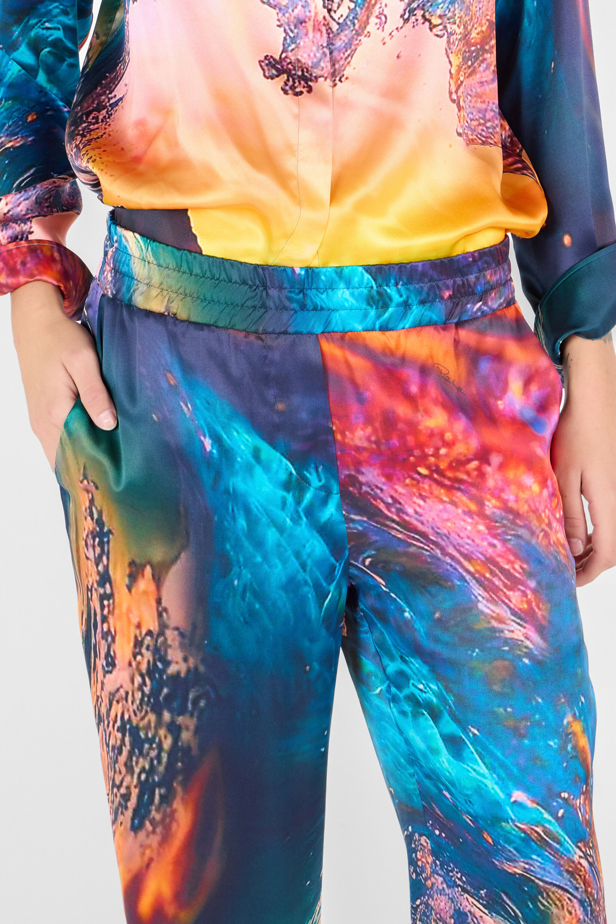 RC Woman Silk Trousers Blue/Orange UWT210-RYN98