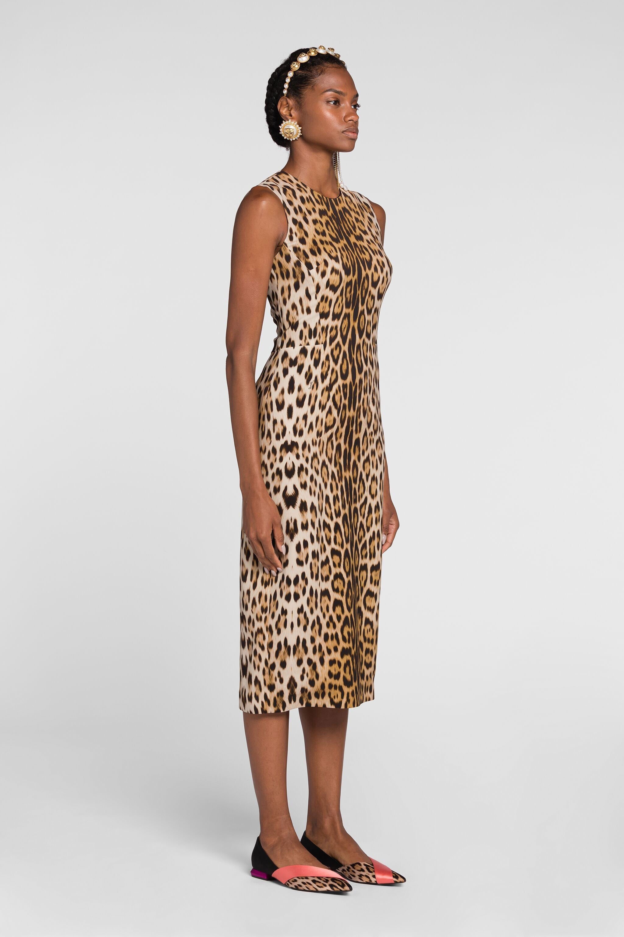RC Jaguar-Print Dress Light Brown QKT143-7OF53