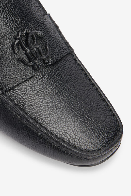 RC Schwarze Mokassins mit Monogram Mirror Snake BLACK VRS017-PZB04