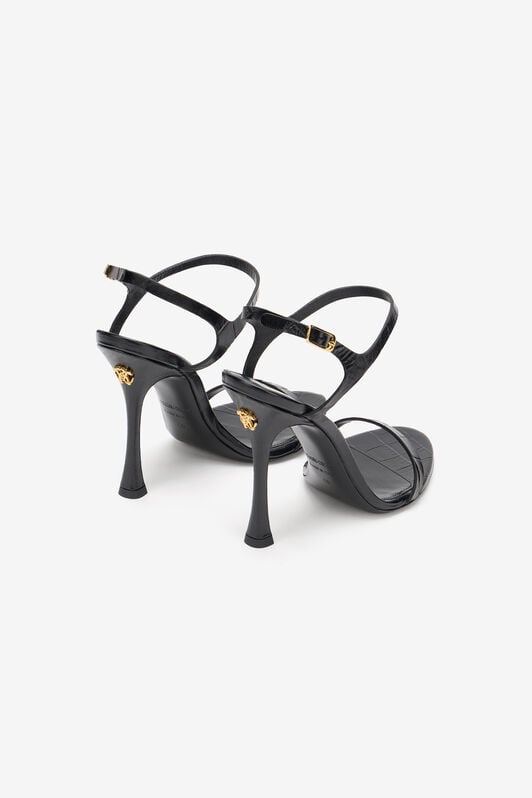 RC Black Croc-Effect Leather High-Heel Sandals BLACK SOS00Q-PZ037