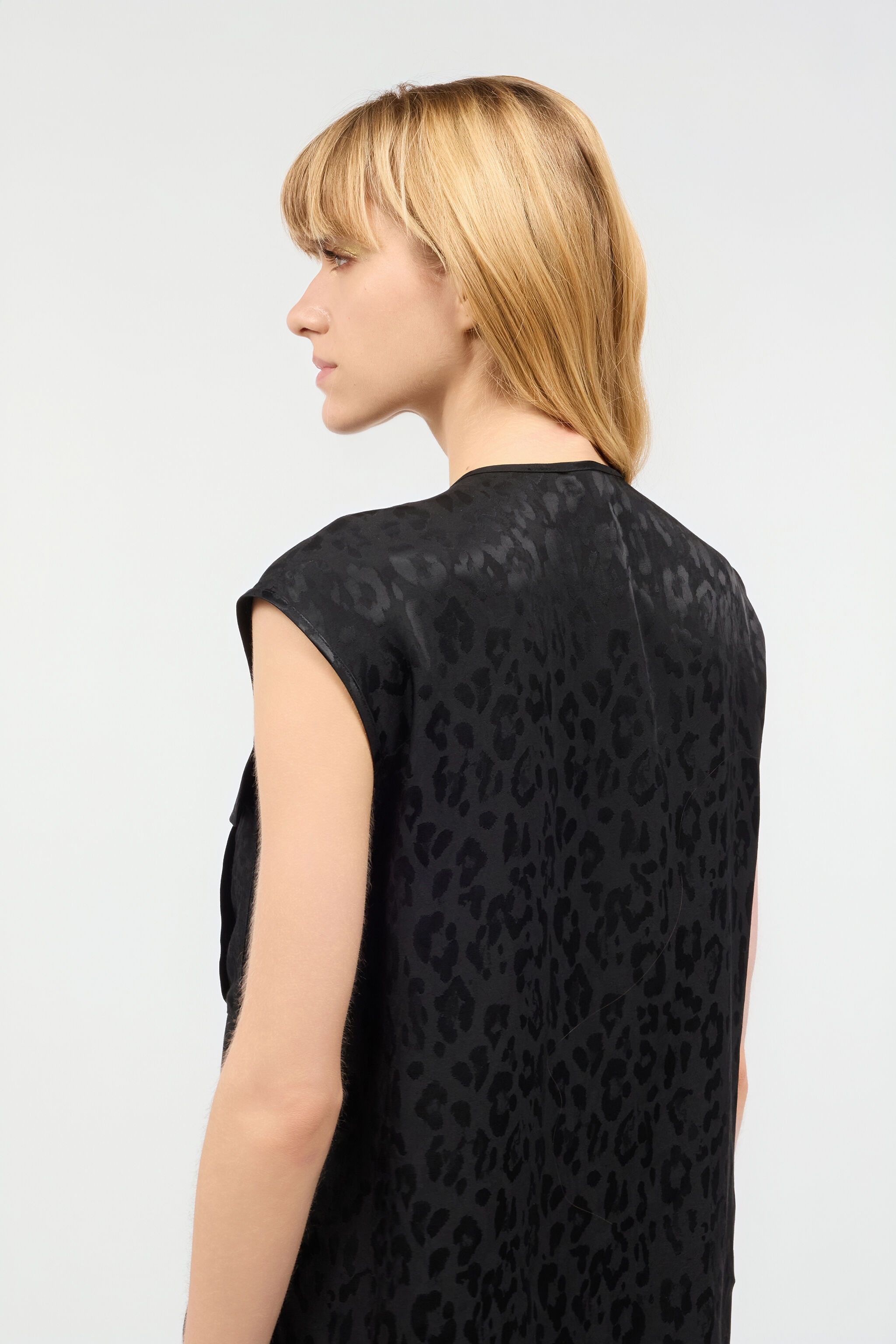 JC Sleeveless Top With Jaguar Skin Design Black UFT153-UF219