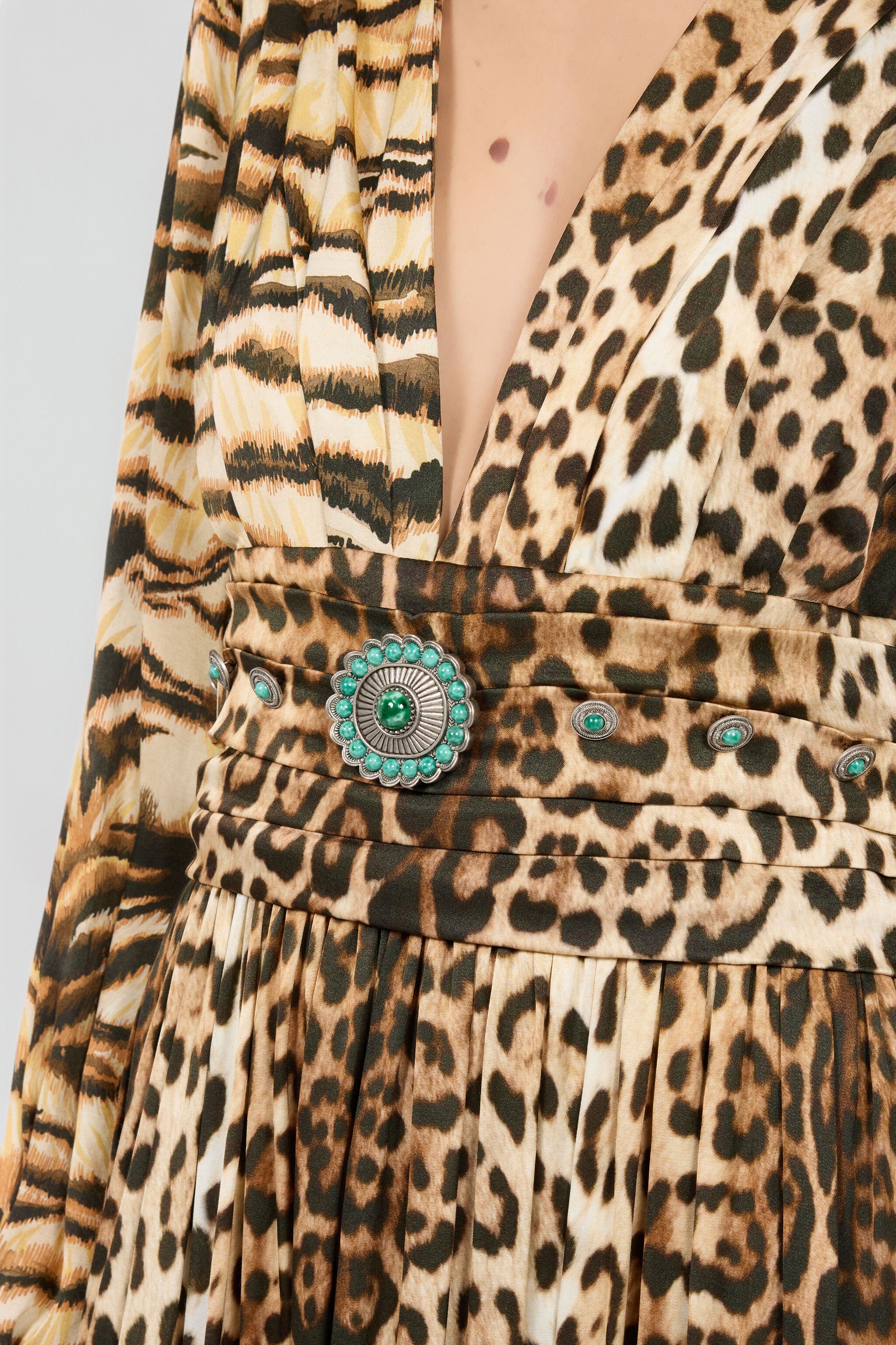 RC Leopard-print V-neck gown NATURALE RKT122-SZH26