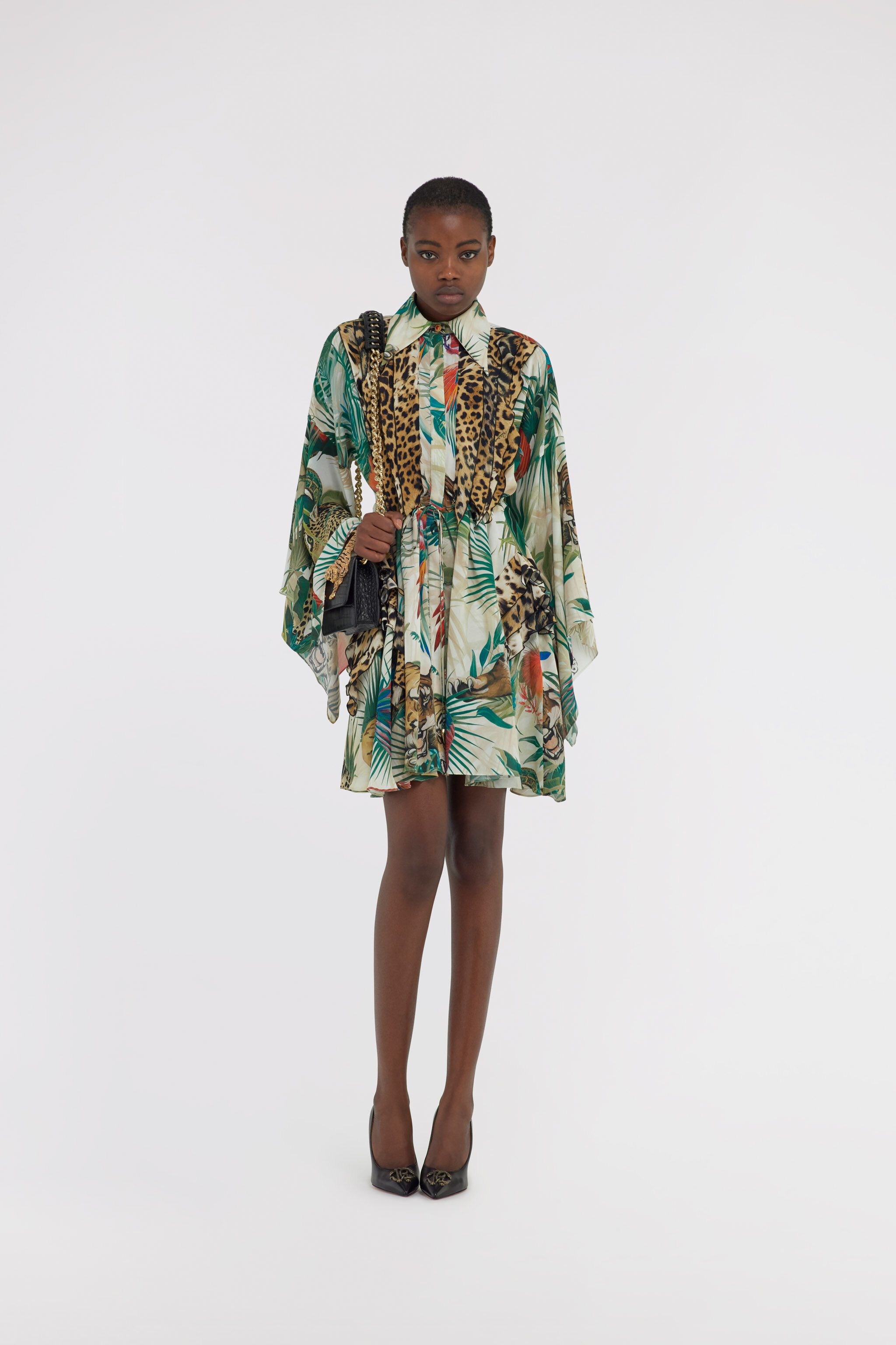 RC Mini Vestido Estampado Jungle Mangas Anchas Verde SKT103-7HI88