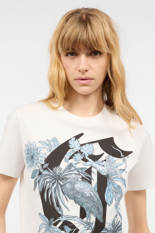 JC T-Shirt With Print And JC Monogram White UFT130-UF184