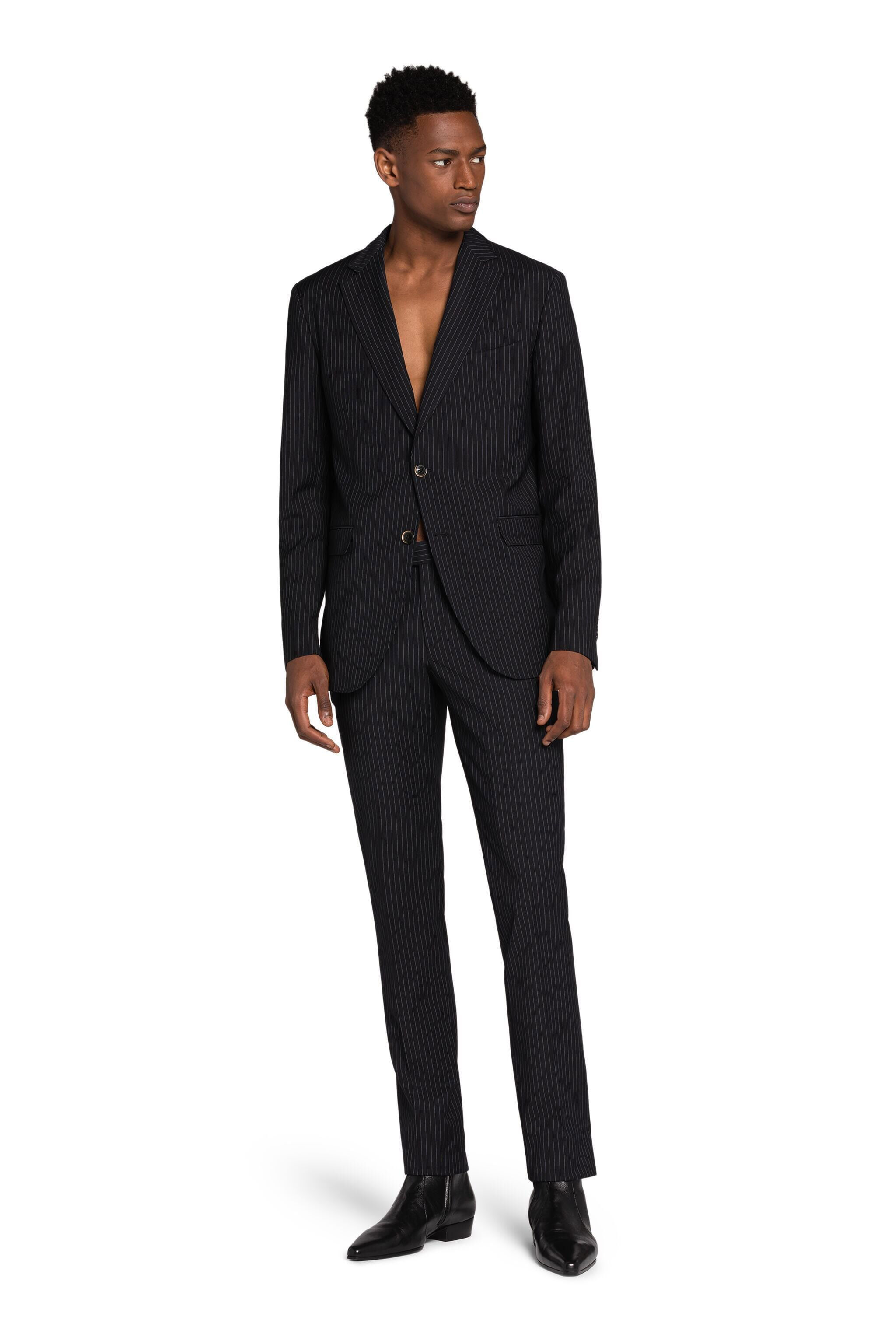 Pinstripe Two-Piece Suit in Black for Men | Roberto Cavalli®