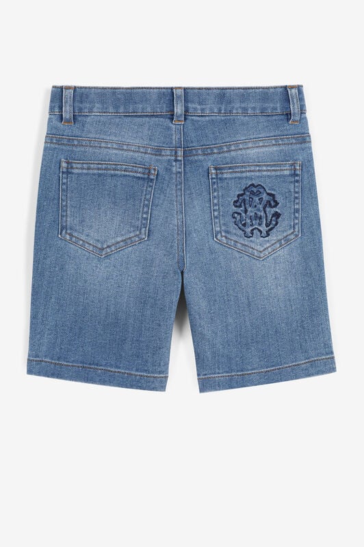 JU RC Monogram-Embroidered Denim Shorts JU RC Monogram-Embroidered Denim Shorts Dark blue QJJ208-DS015