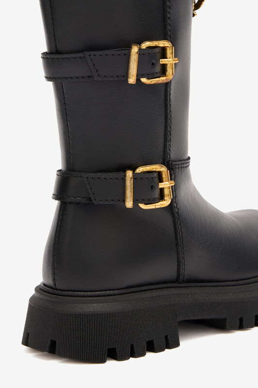 JU Combat Boots With Buckles And RC Monogram BLACK TJS02Y-PZJ02