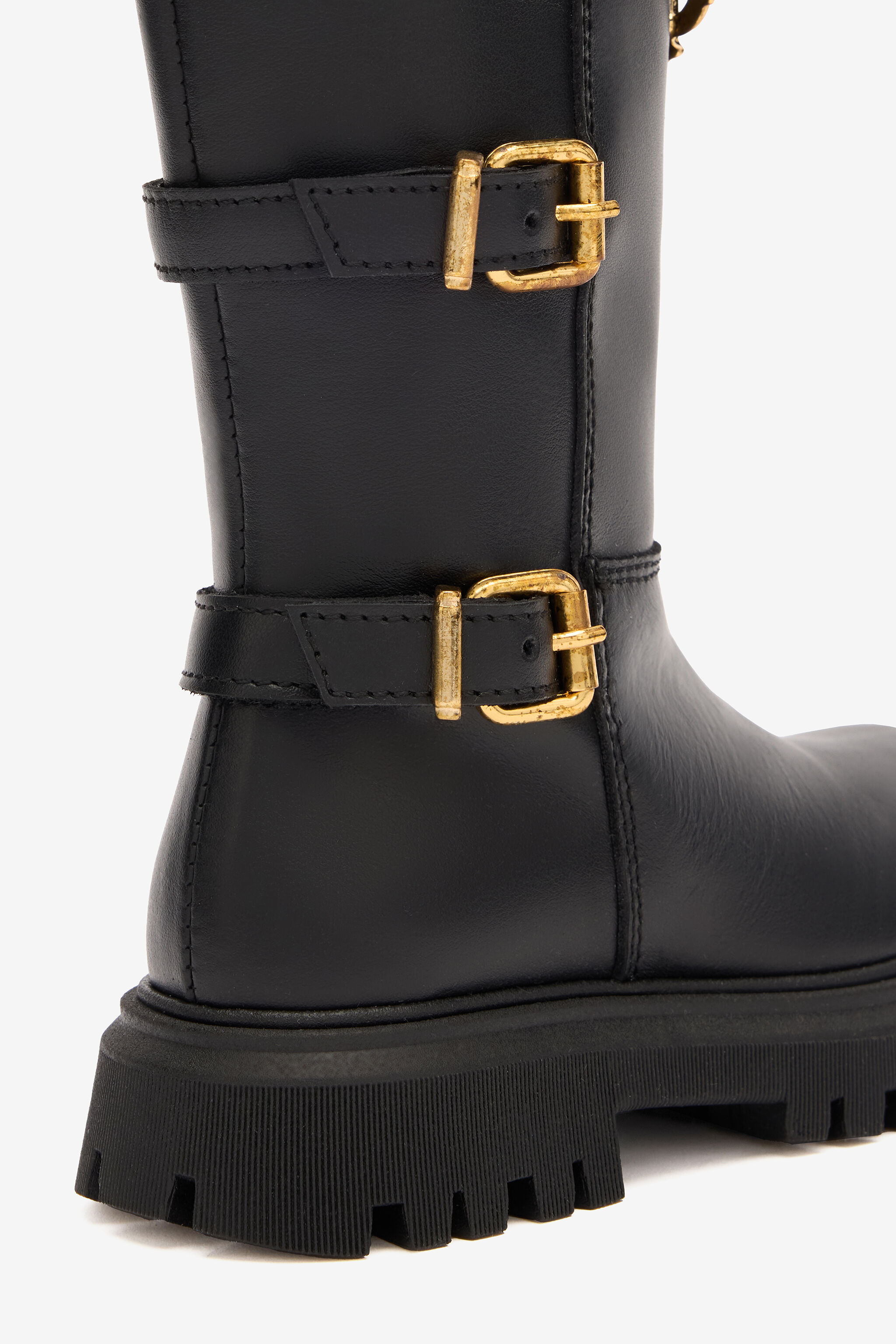 JU Combat Boots With Buckles And RC Monogram BLACK TJS02Y-PZJ02