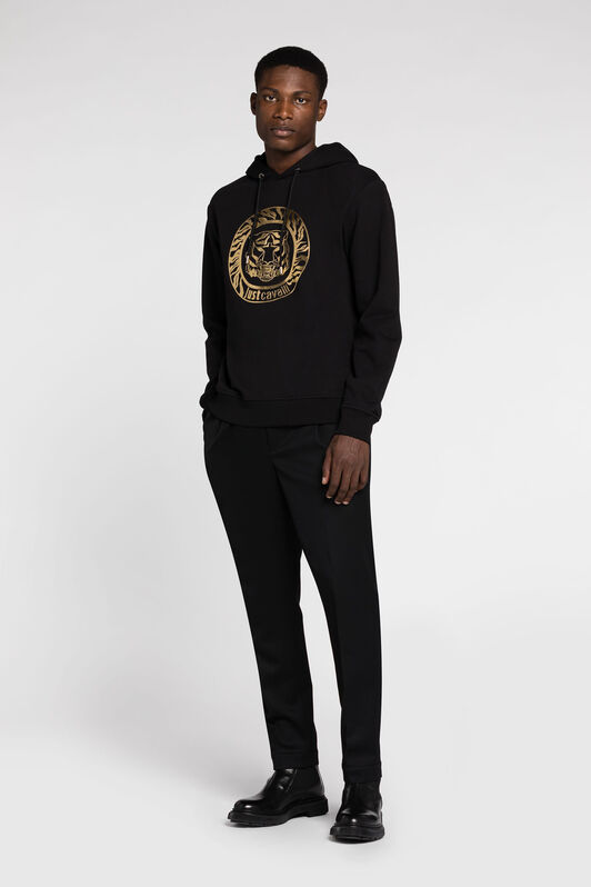 JC Felpa Just Cavalli con stampa Tiger e logo BLACK/GOLD Q61312-Q0215
