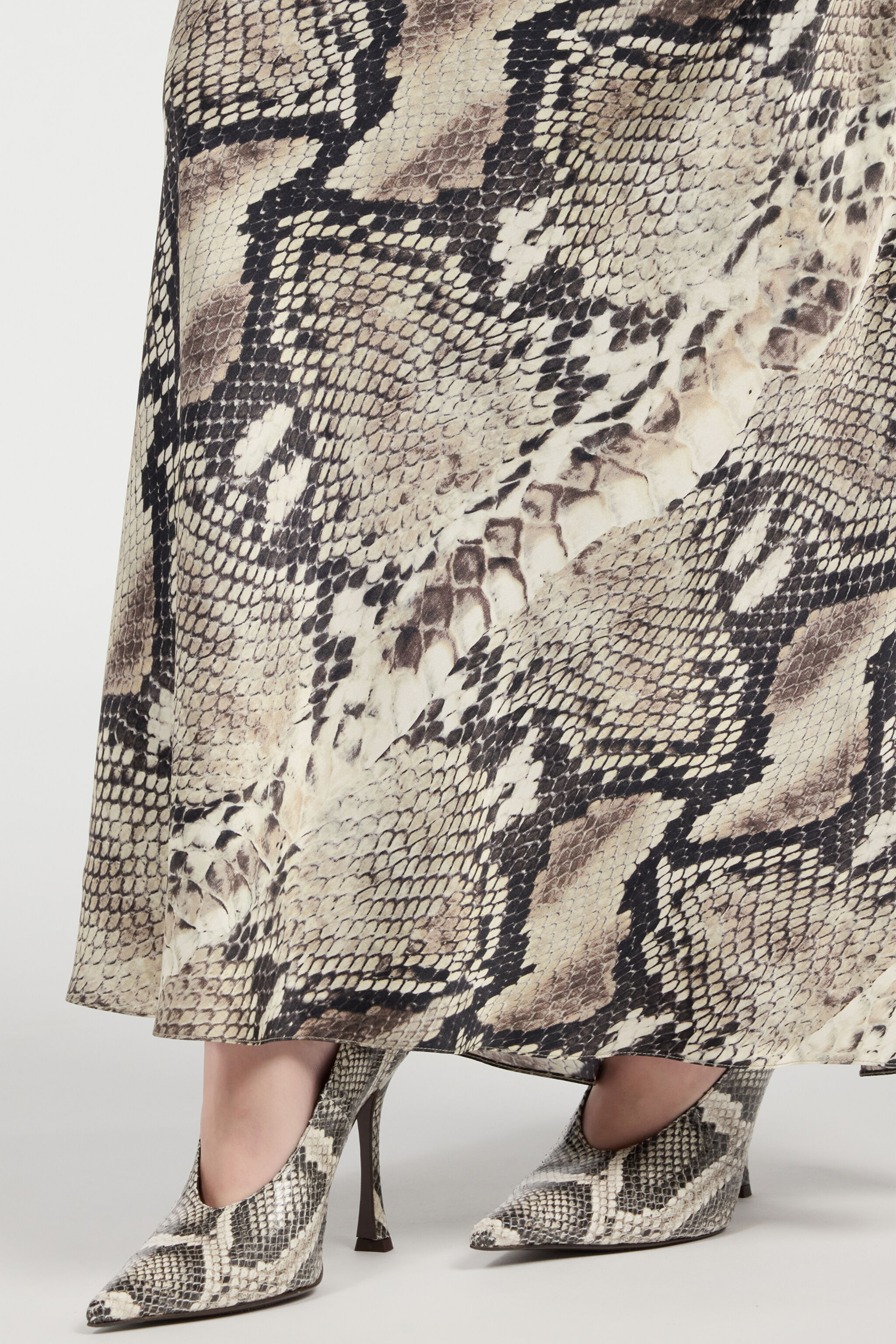 RC Long Silk Skirt with Python Print Light Brown VWT302-TYQ75