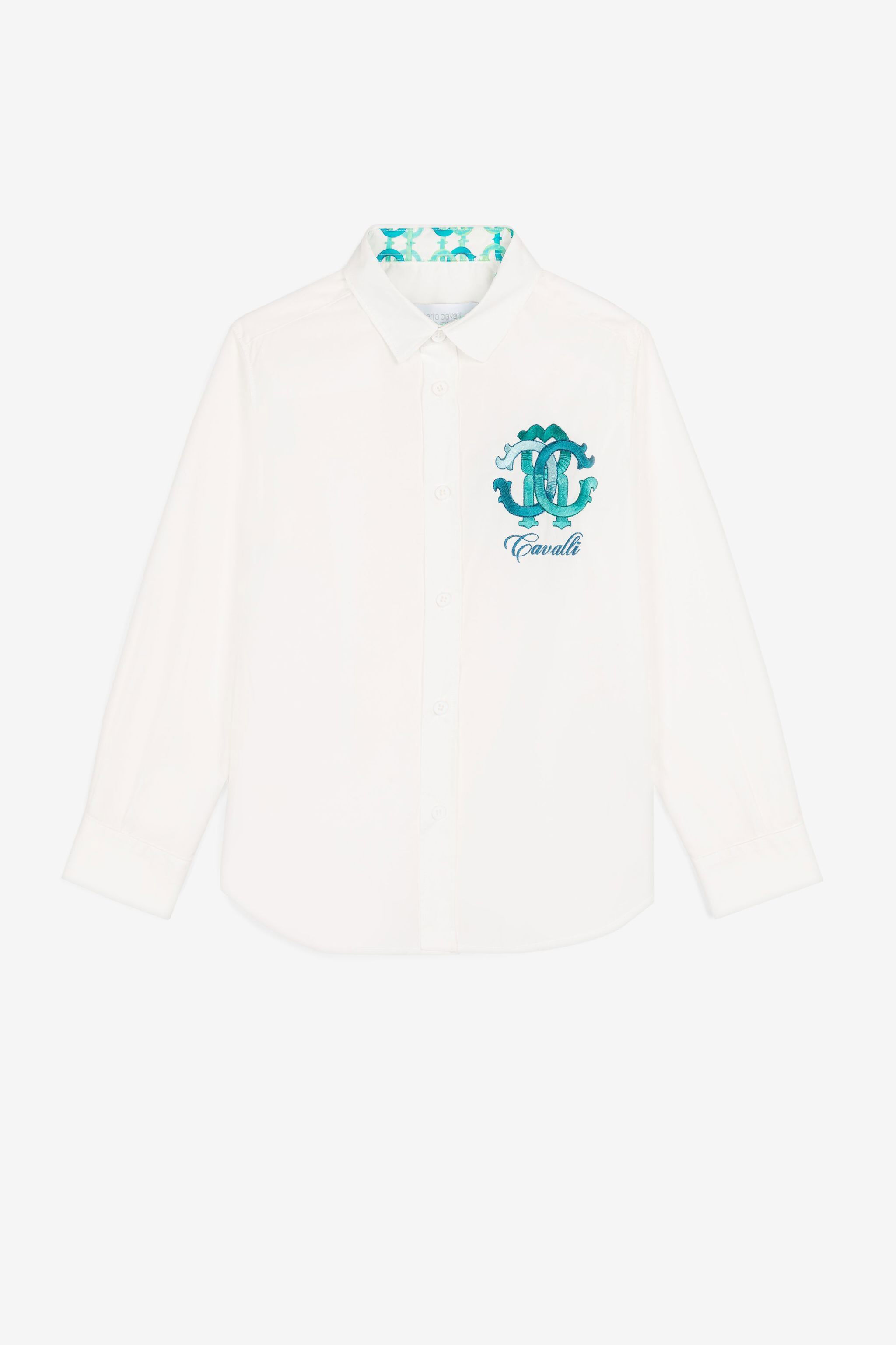 JU Logo-embroidered long-sleeve shirt White QJT713-CH004