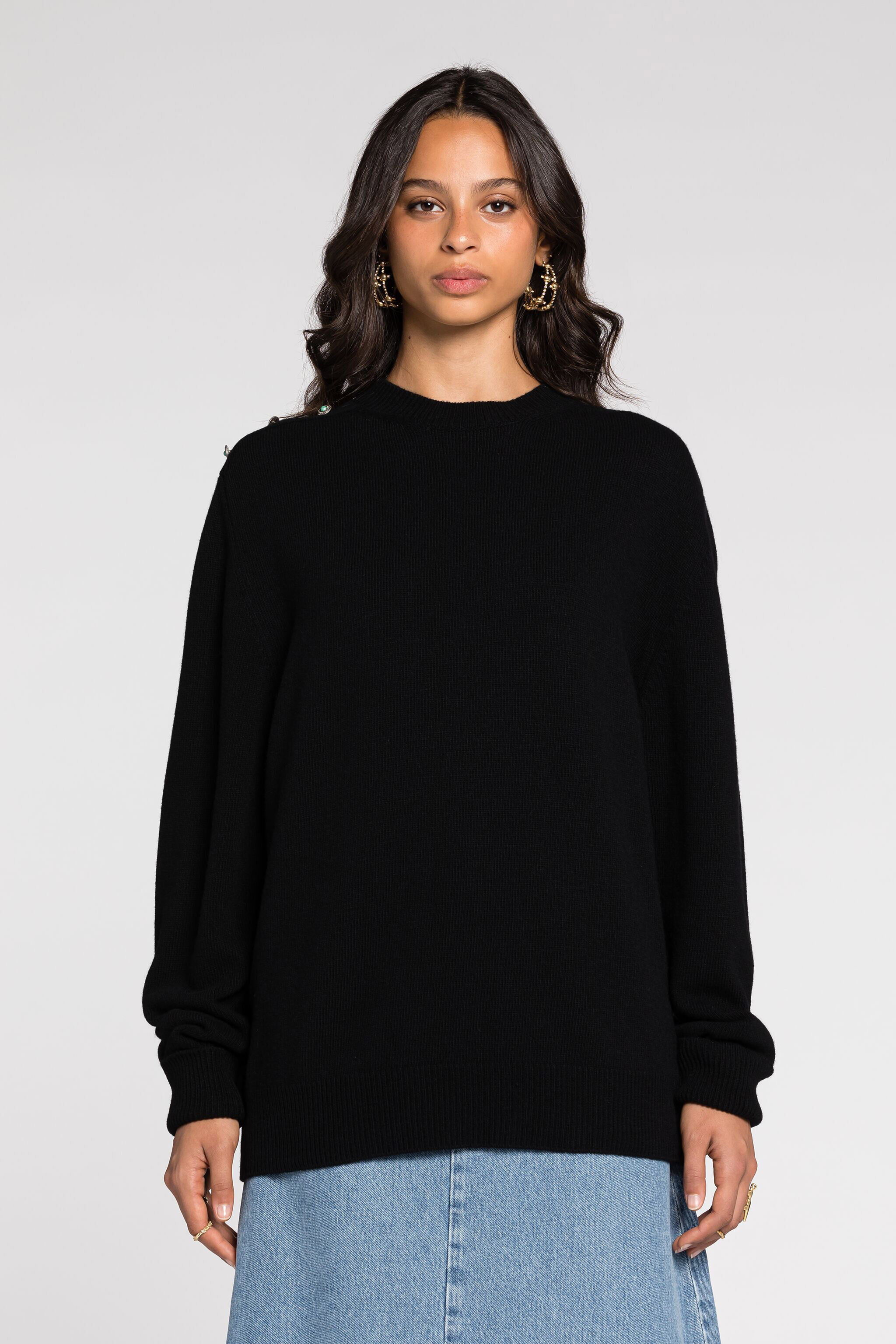 RC Jersey con piedras turquesa Negro RKM602-MQ001