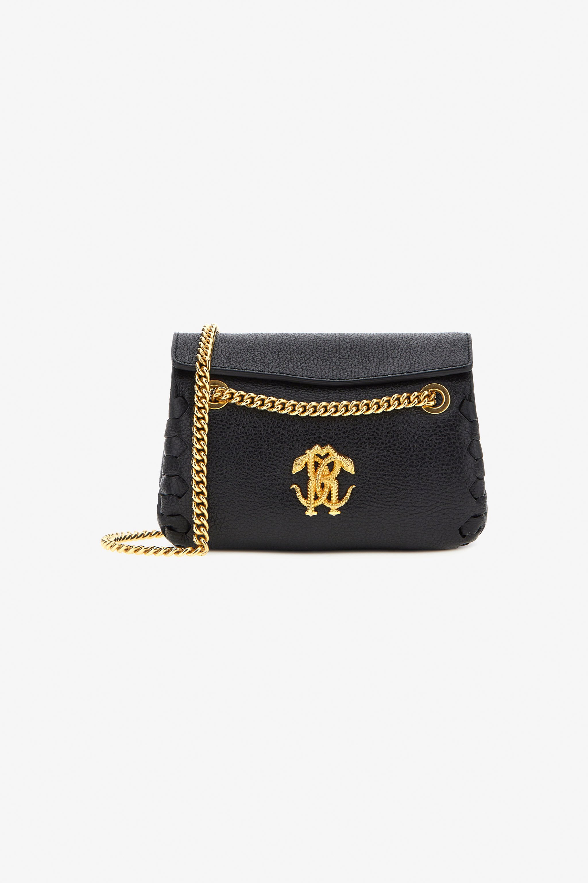 Mirror Snake Leather Shoulder Bag in Black for Women Roberto Cavalli