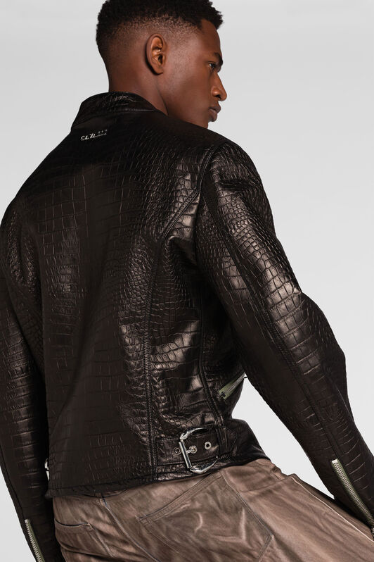 RC Snakeskin-effect leather jacket Black QRP810-PFF21
