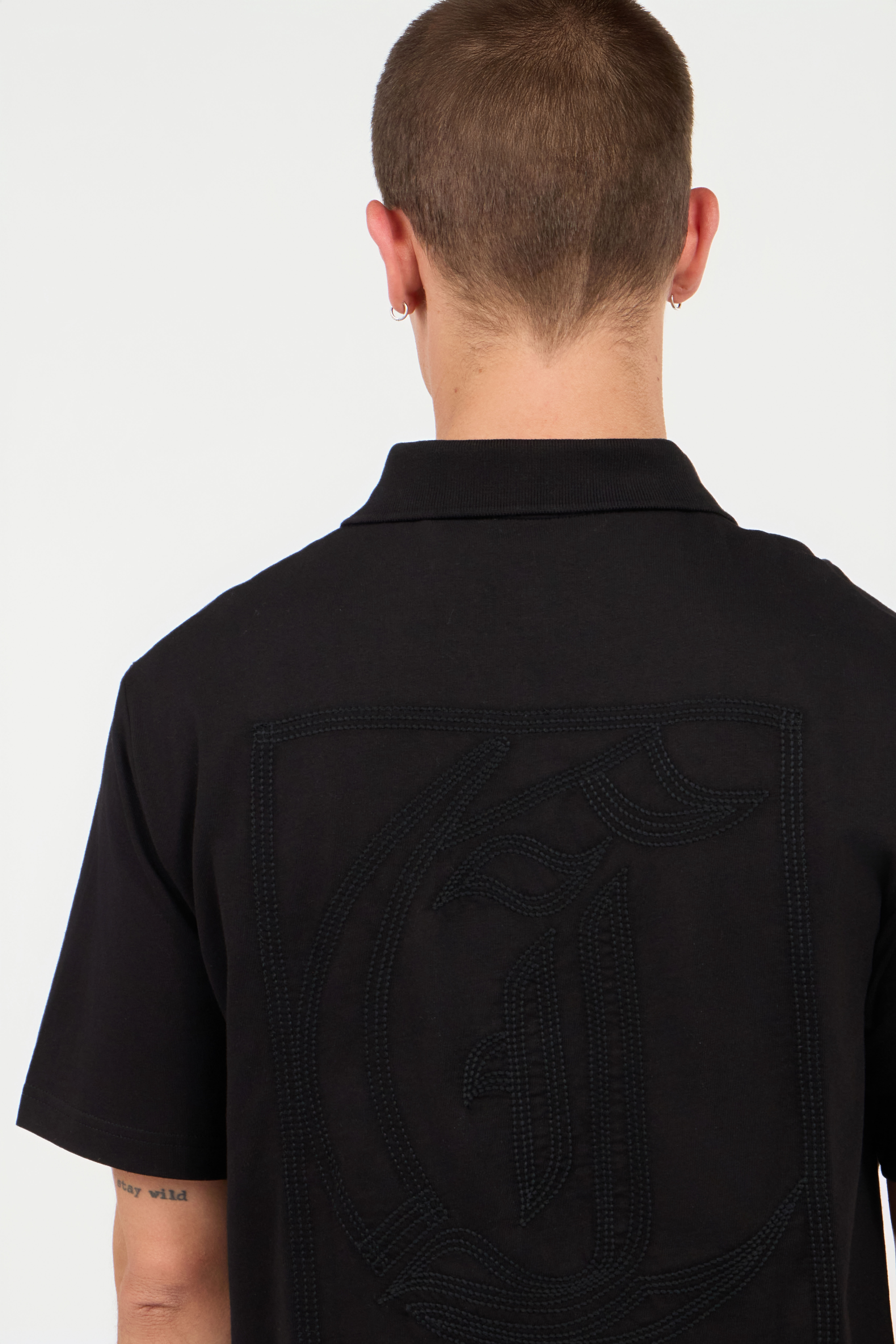 JC Polo Shirt With Top-Stitched JC Monogram BLACK UFT015-UF035