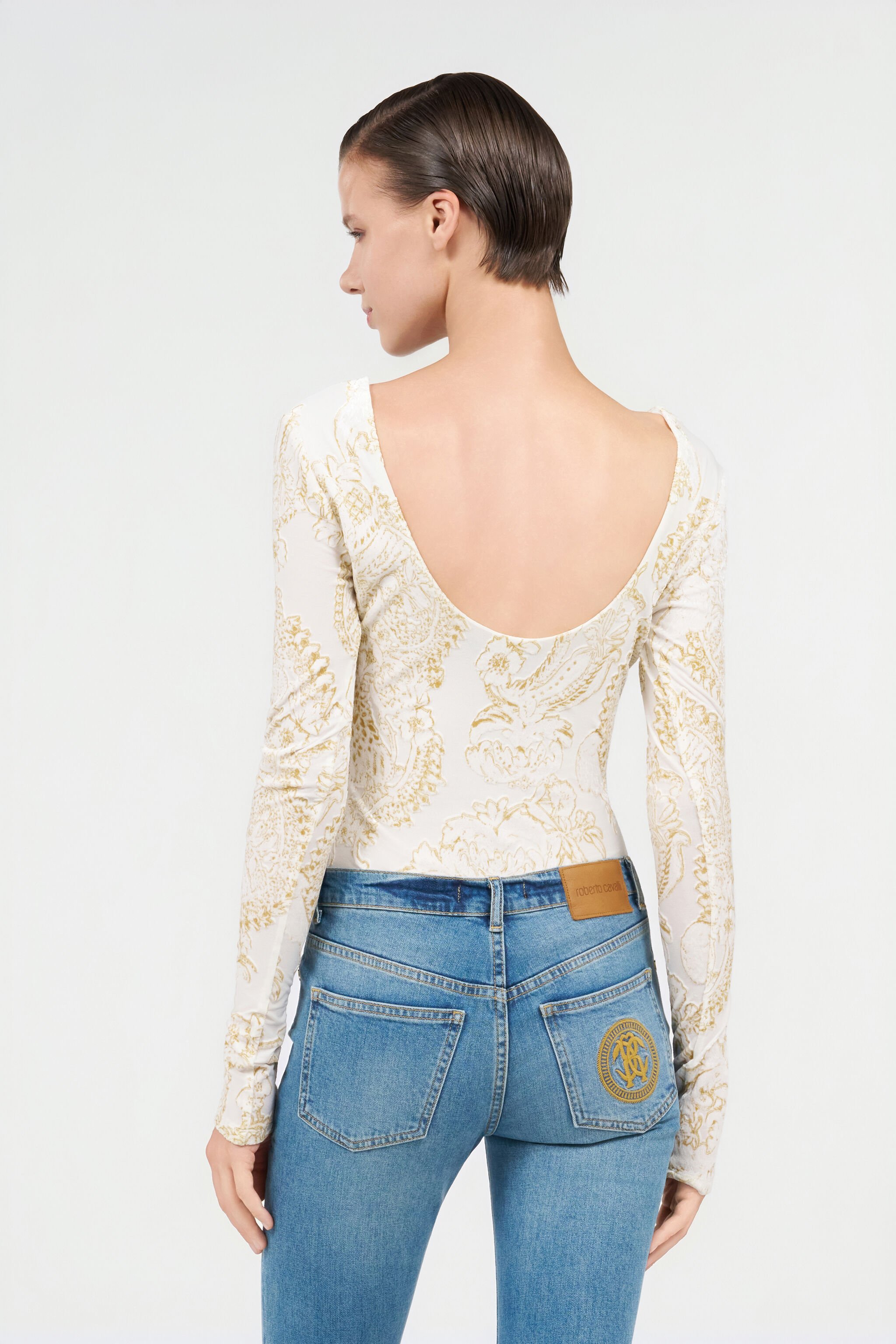 RC Ornamental White Print Top WHITE WQT609-6CR36