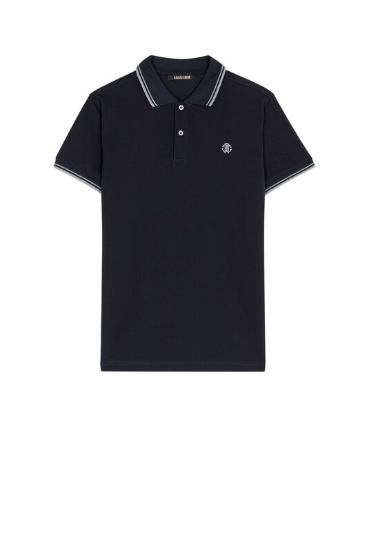 RC RC Monogram-Embroidered Polo Shirt Dark blue KOT60A-KB017