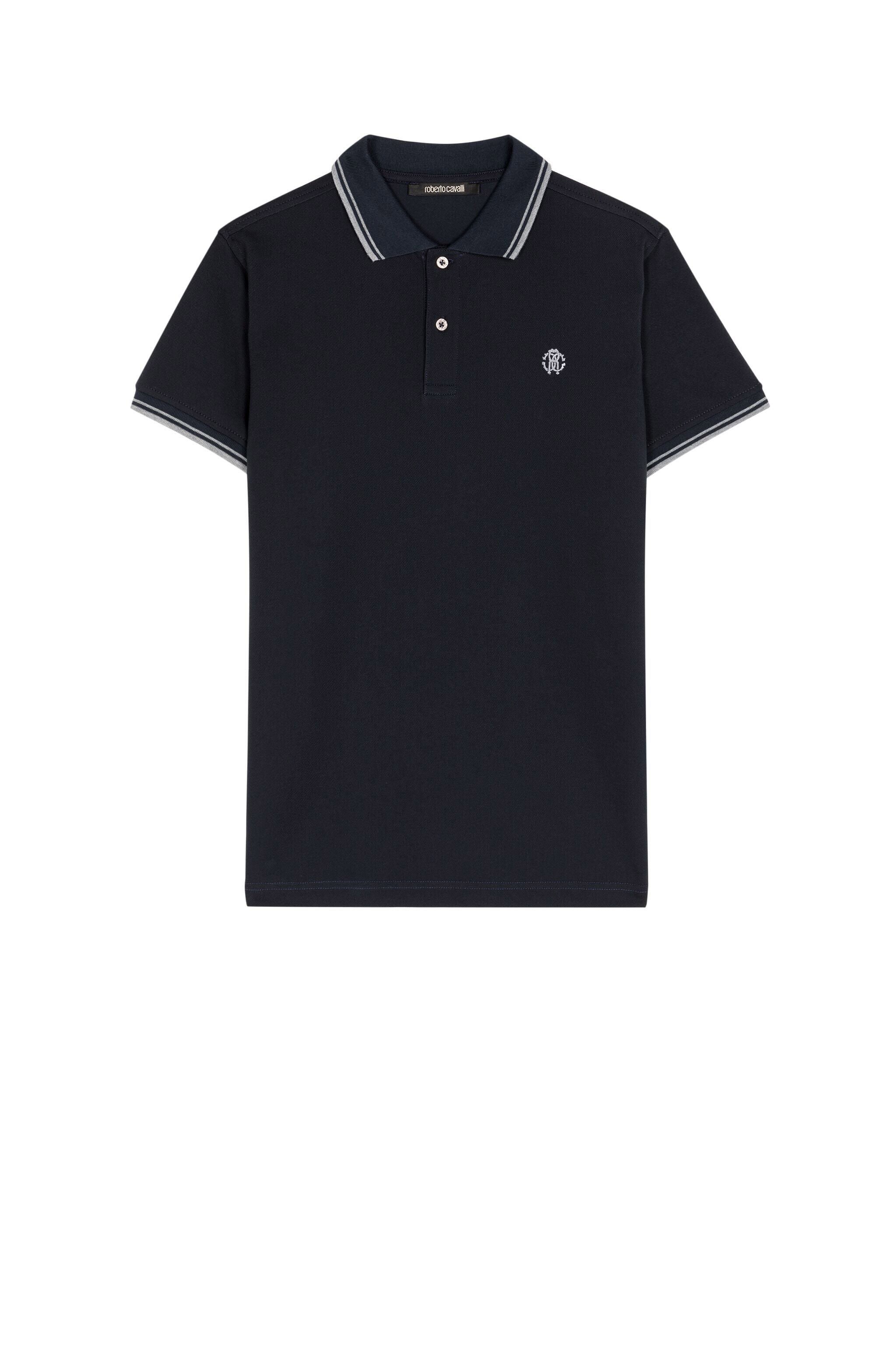 RC RC Monogram-Embroidered Polo Shirt Dark blue KOT60A-KB017