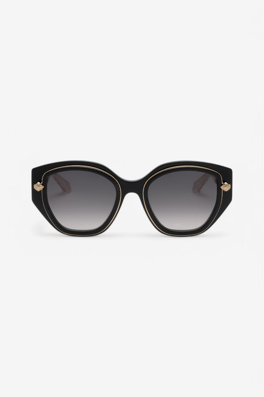 RC Wide and feminine front sunglasses with double ring decoration Black UALD05-ID200