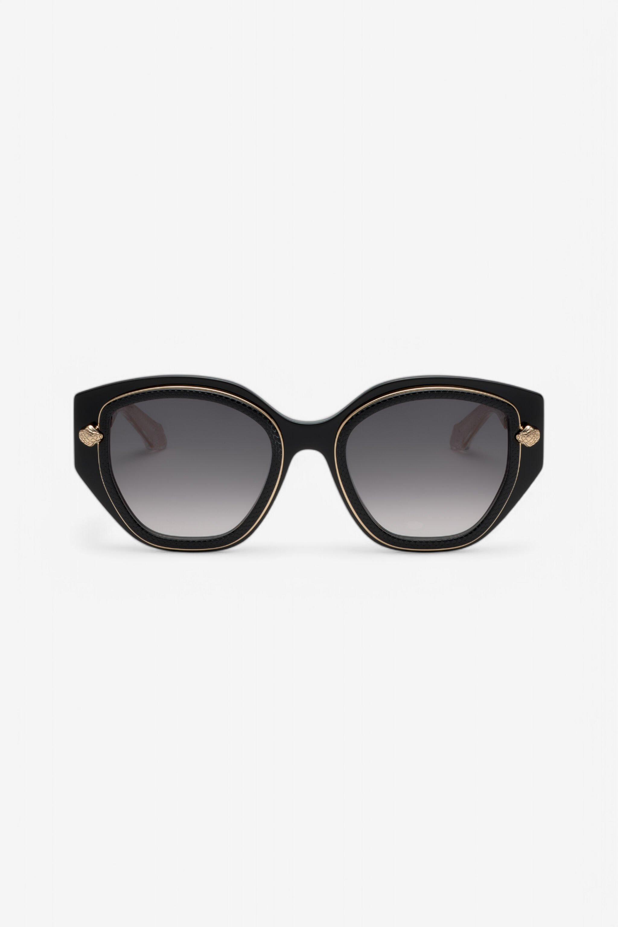 RC Wide and feminine front sunglasses with double ring decoration Black UALD05-ID200