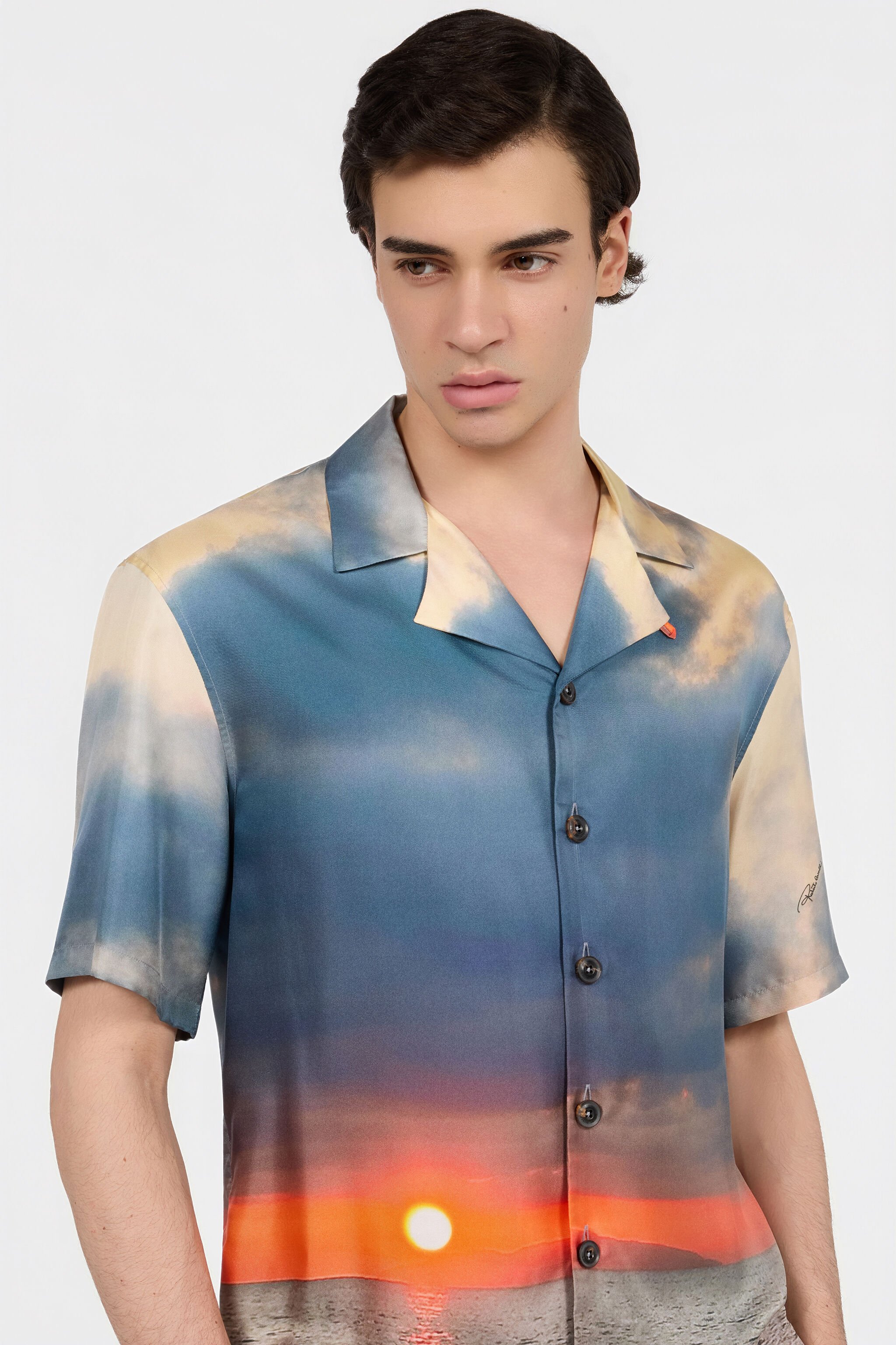 RC Camicia In Seta Stampa Sunset BLUE UMT762-4QP85