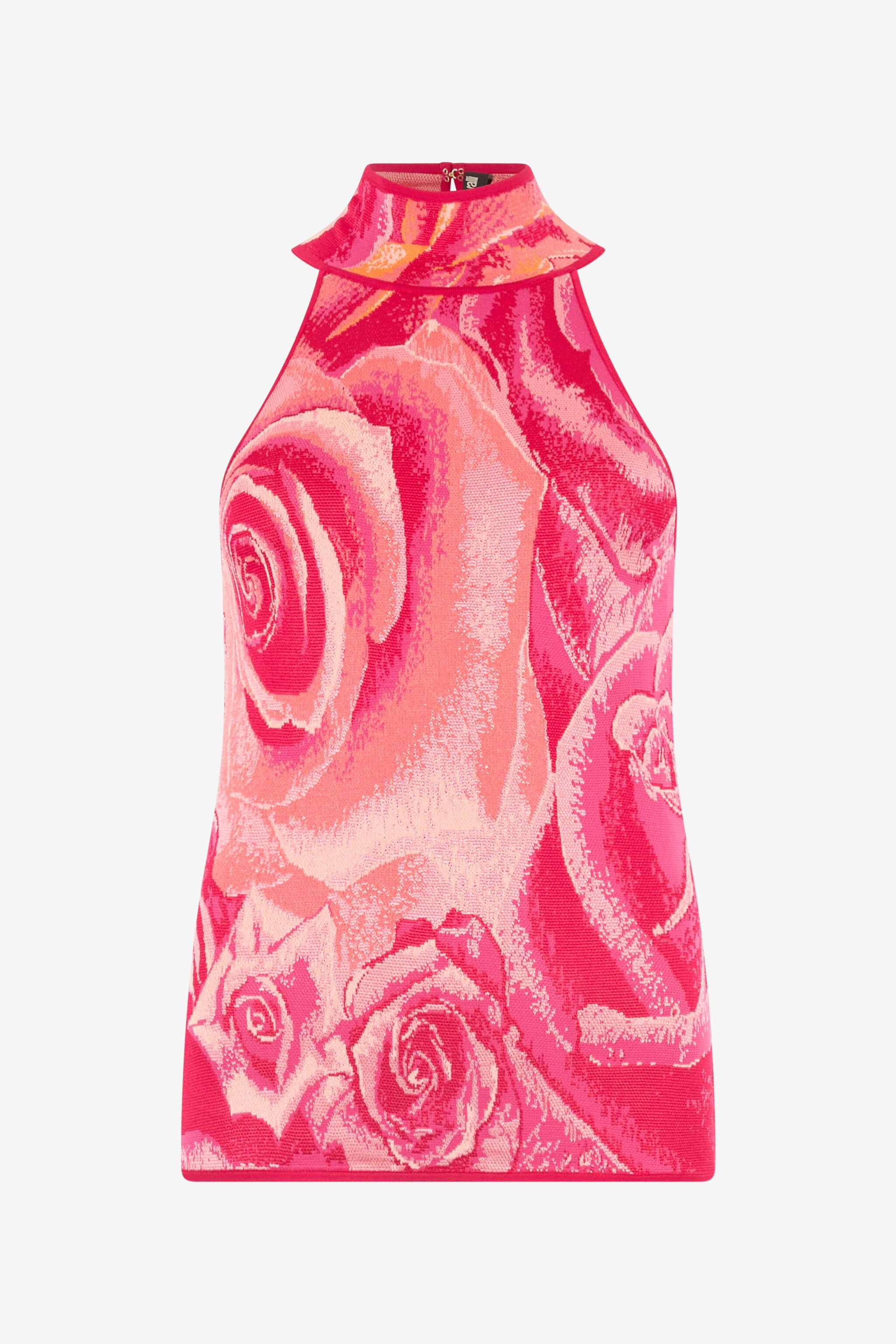 RC Top With Garden Rose Print Fuchsia UKM612-MI011