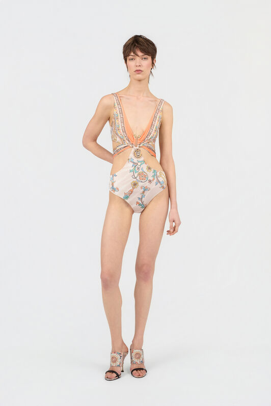 JC Costume Intero con Stampa Persian Tarot 744 BEIGE + 217 AZZU WFM035-WF754