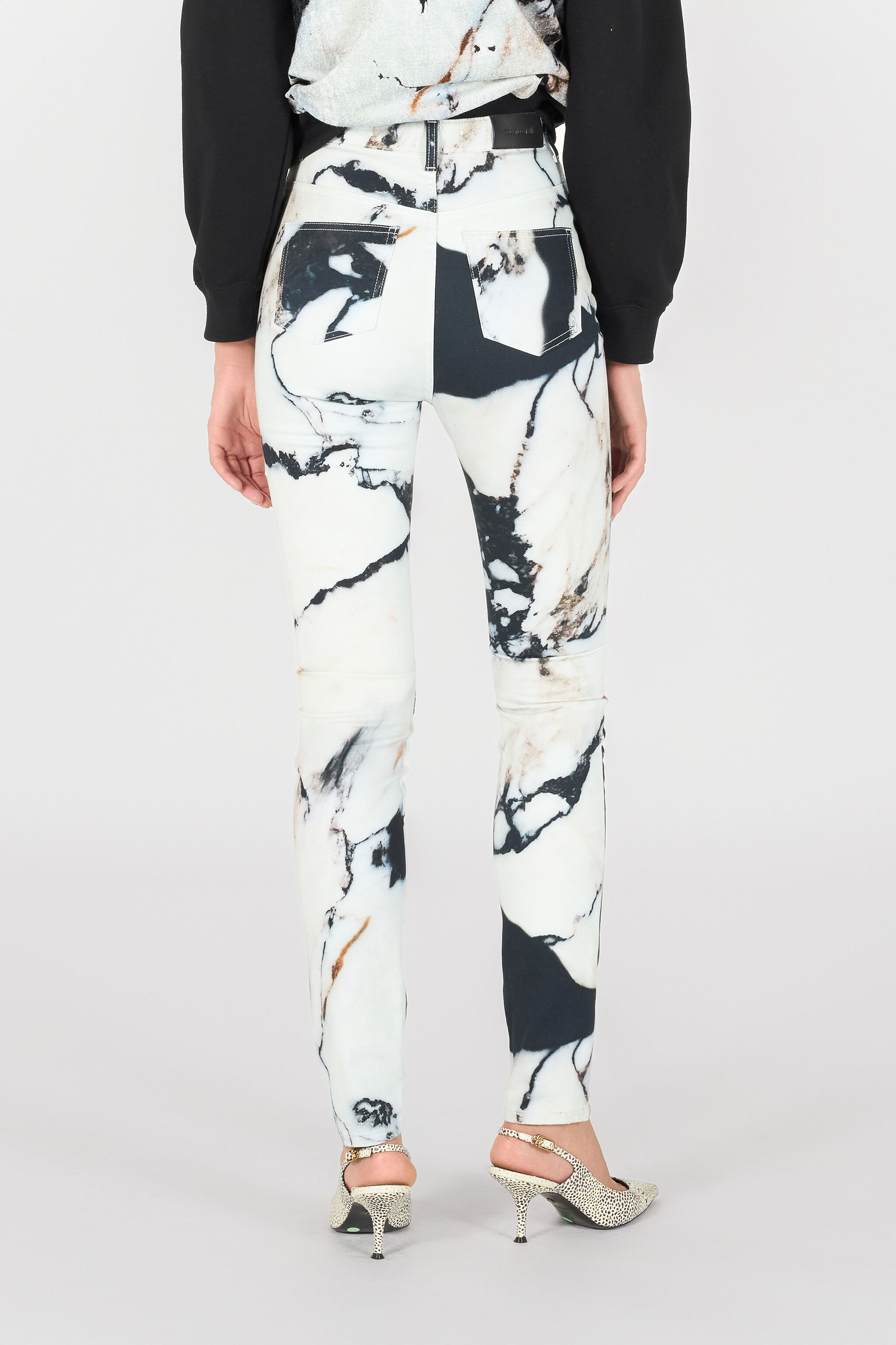RC Skinny trousers with Marble print Black/White TWJ233-TIN18