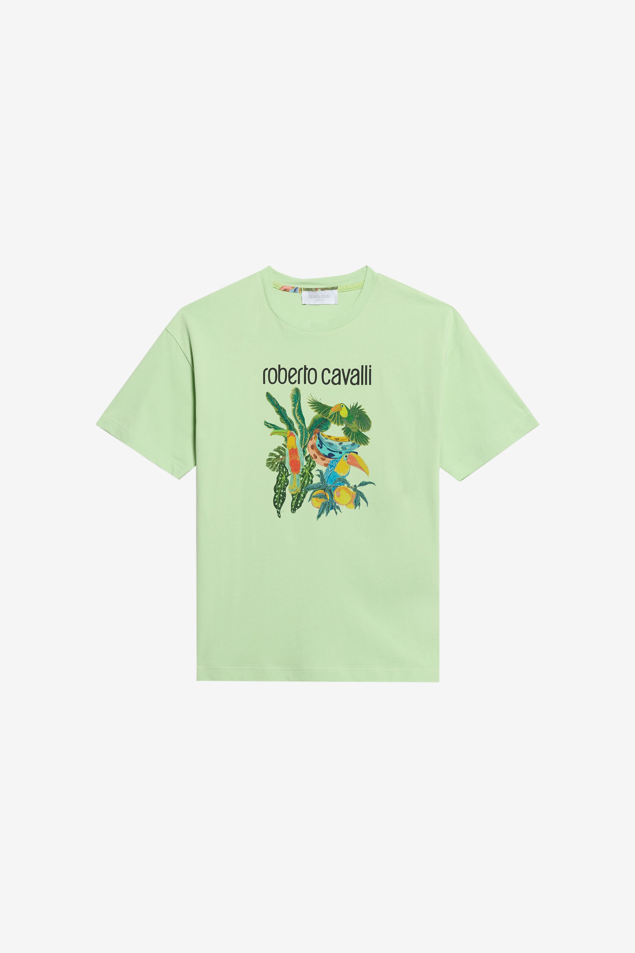 JU Hellgrünes T-Shirt mit Tropischem Druck GREEN LETTUCE WJT62D-JD001