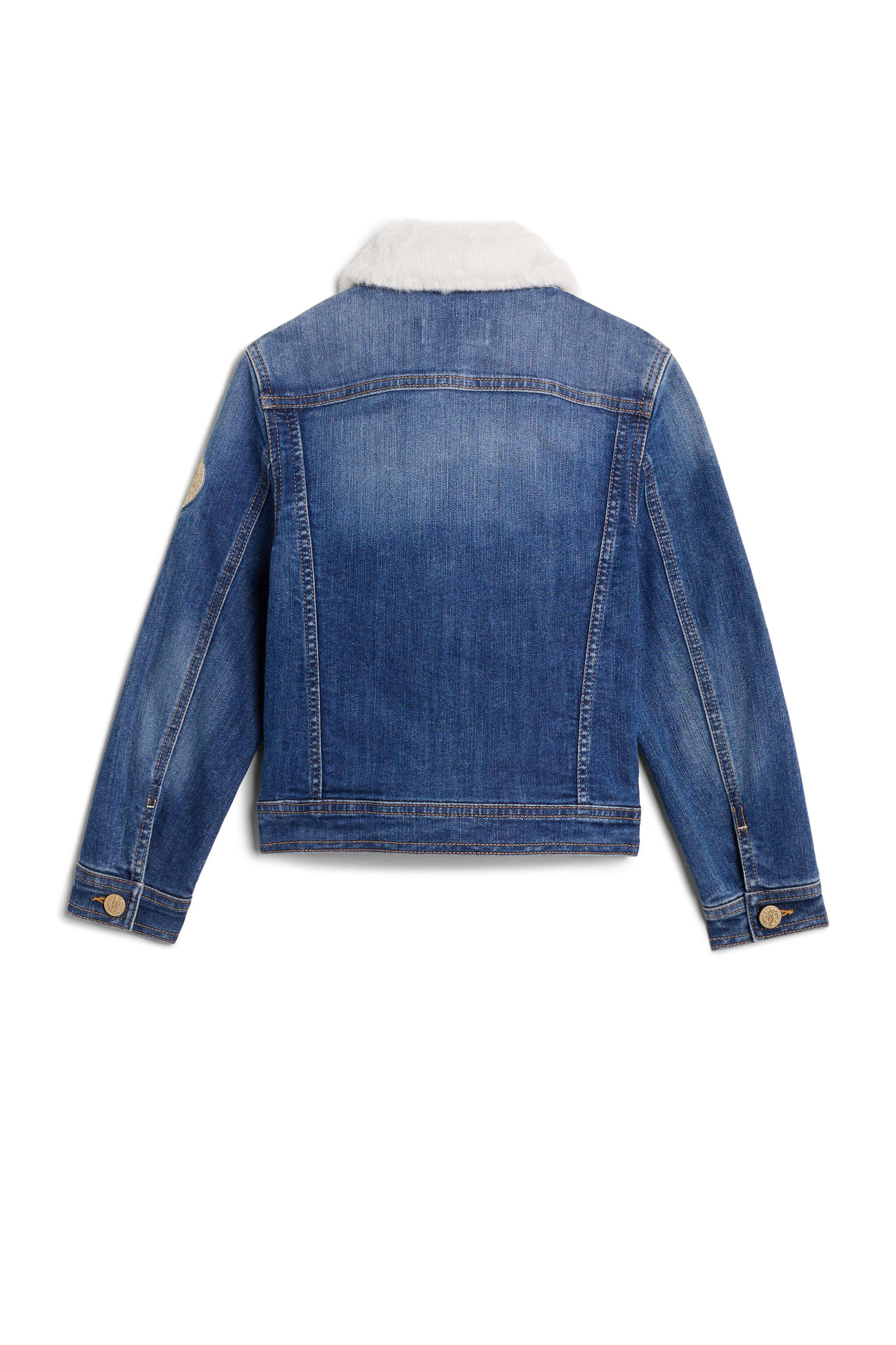JU Eco fur collar denim jacket LIGHT BLUE JJJ400-DS029