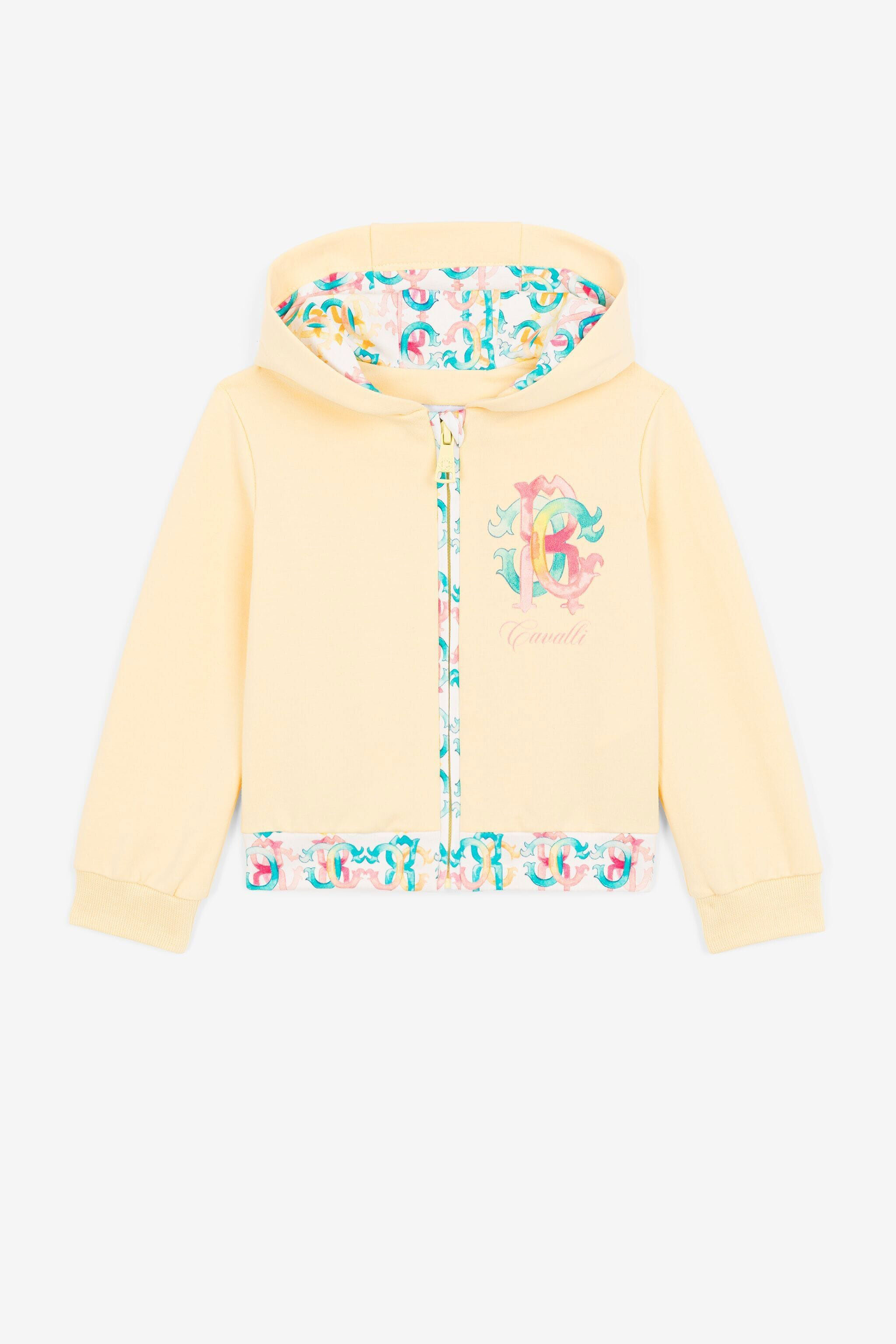 JU Monogram-print zip-front hoodie Yellow QJT950-CF050