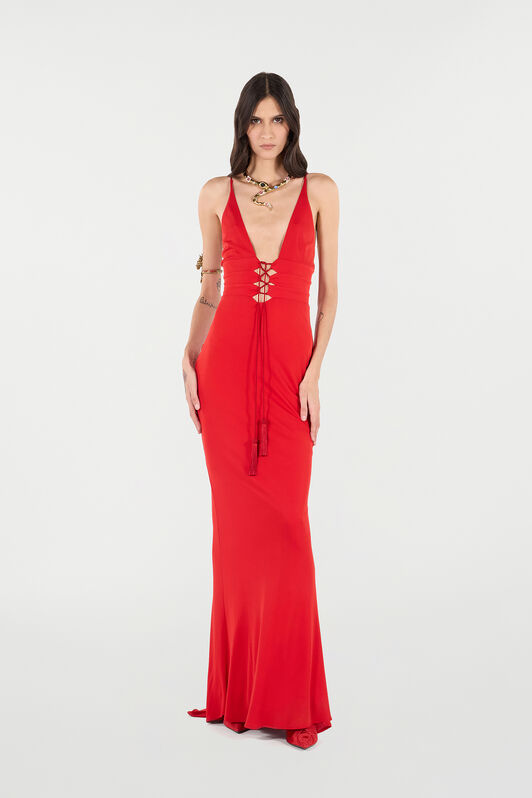 RC Long Dress with Criss-Cross Detail RC Long Dress with Criss-Cross Detail Red VQT148-JE034