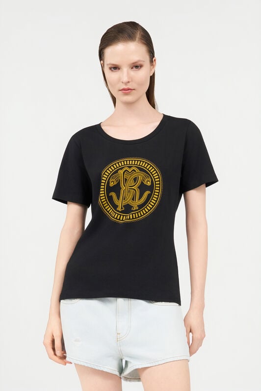 RC T-shirt in Cotone Nera con Logo BLACK QOT60C-JV060