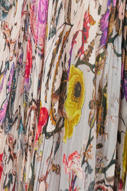 RC Langes Chiffonkleid mit Florentine Flowers Print BEIGE WQT129-CKR29