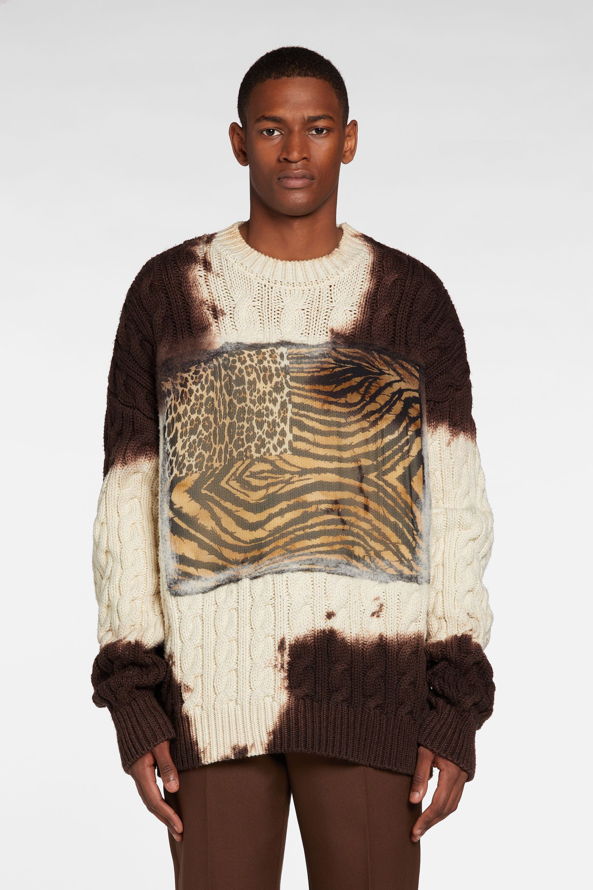 RC Maglione con motivo Animalier Patchwork Marrone scuro NNM604-MR001