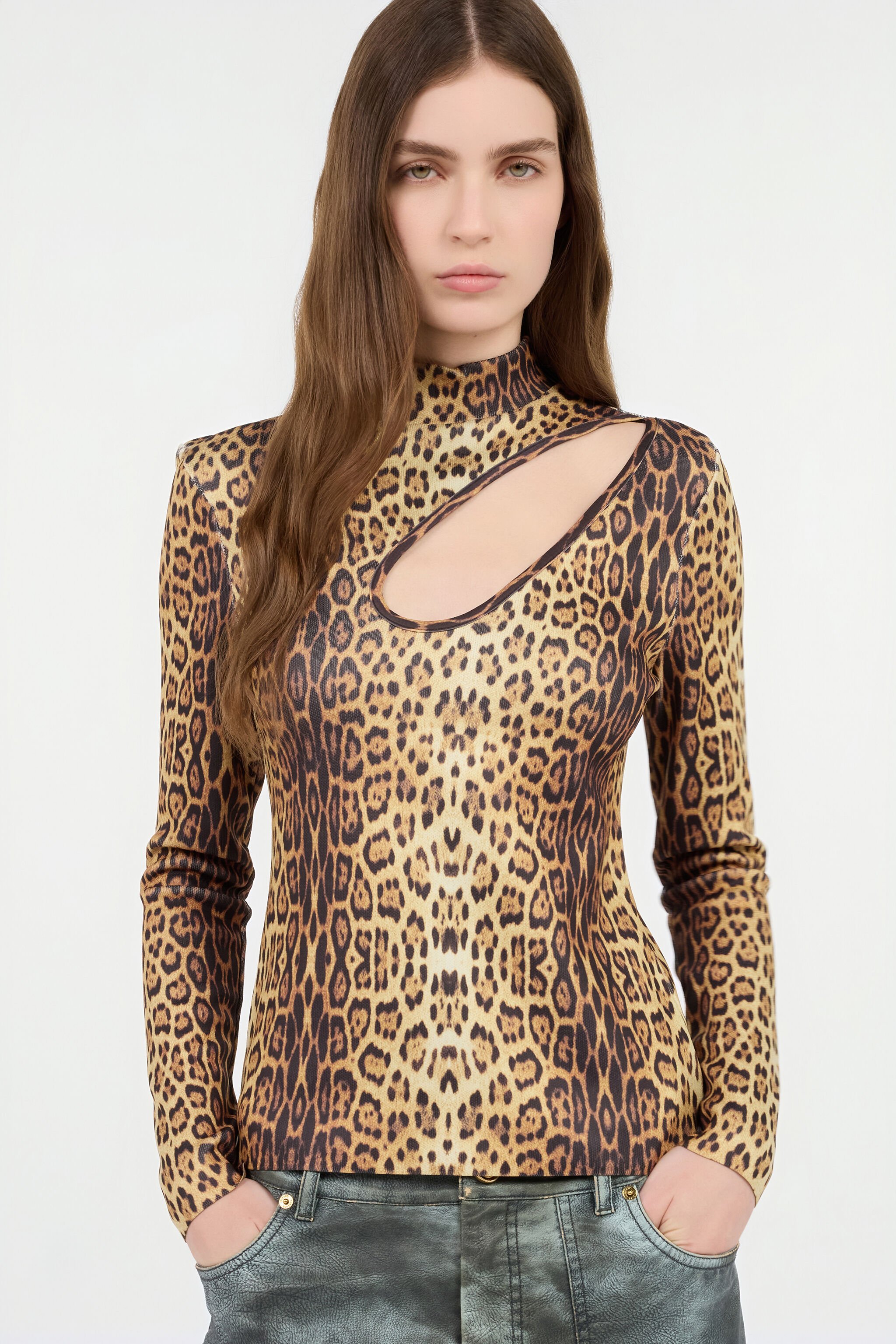 RC Leopard Print Cut-Out Sweater RC Leopard Print Cut-Out Sweater JAGUAR ROM60B-MSG34