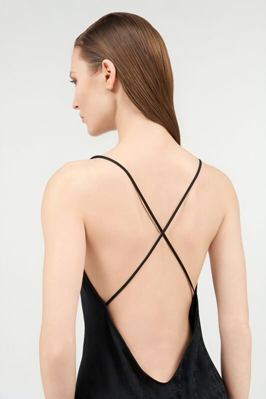 RC Silk Maxi Dress with Monogram RC NERO VKT102-RK010